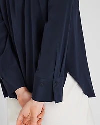Collared Silk Popover Shirt