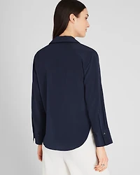 Collared Silk Popover Shirt