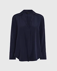 Collared Silk Popover Shirt