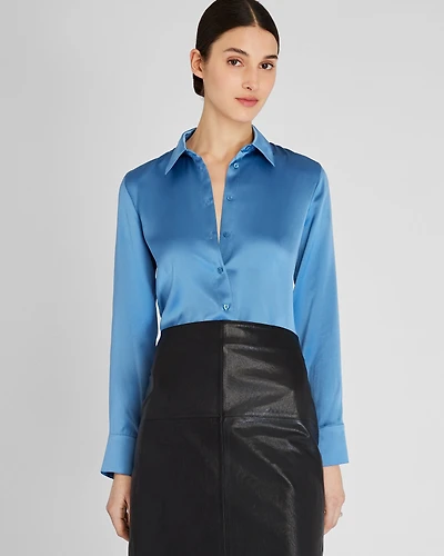 Slim Fit Silk Charmeuse Shirt