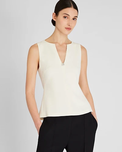 Split Crewneck Crepe Top