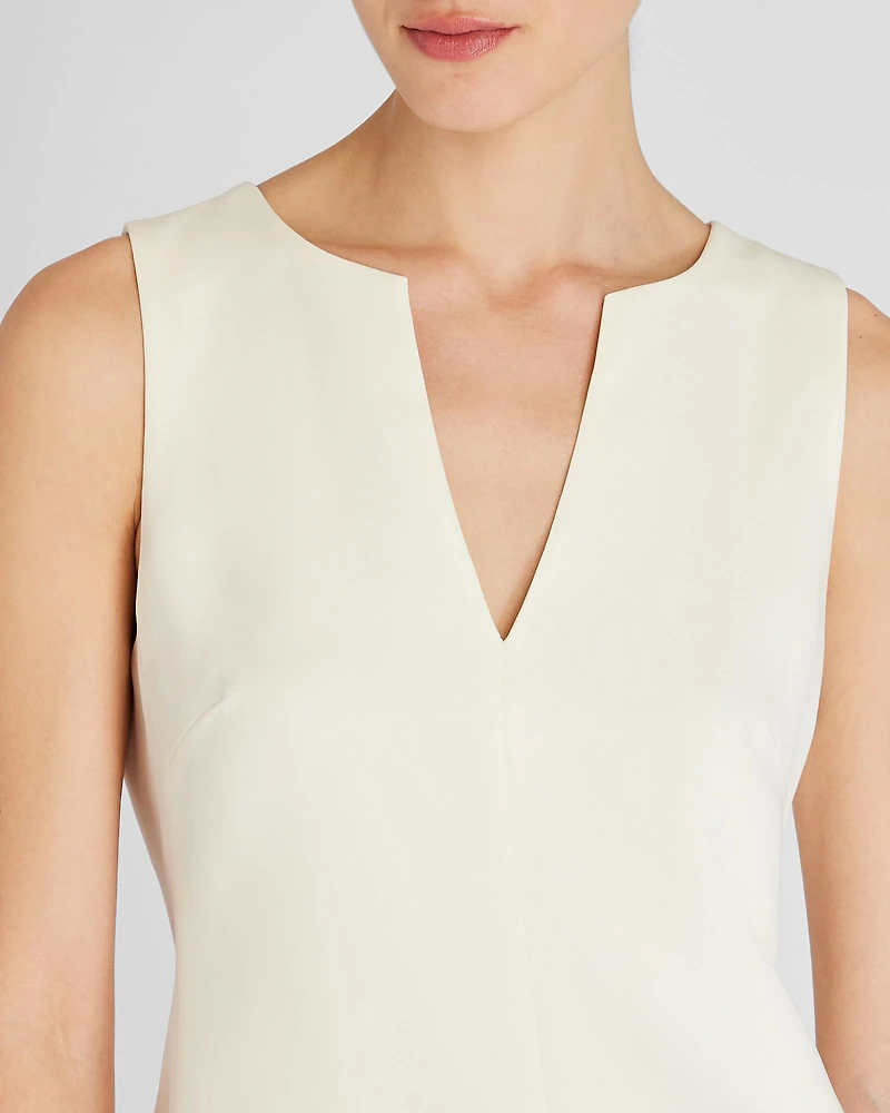 Split Crewneck Crepe Top
