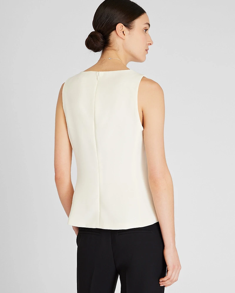 Split Crewneck Crepe Top