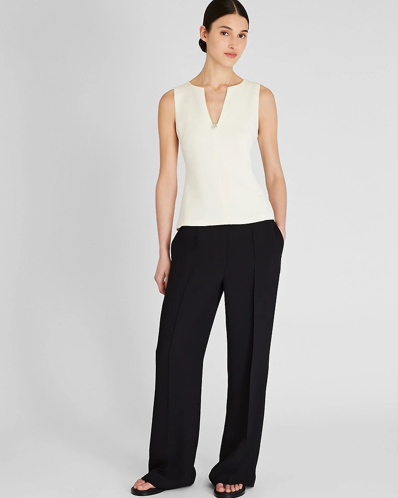 Split Crewneck Crepe Top