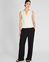 Split Crewneck Crepe Top