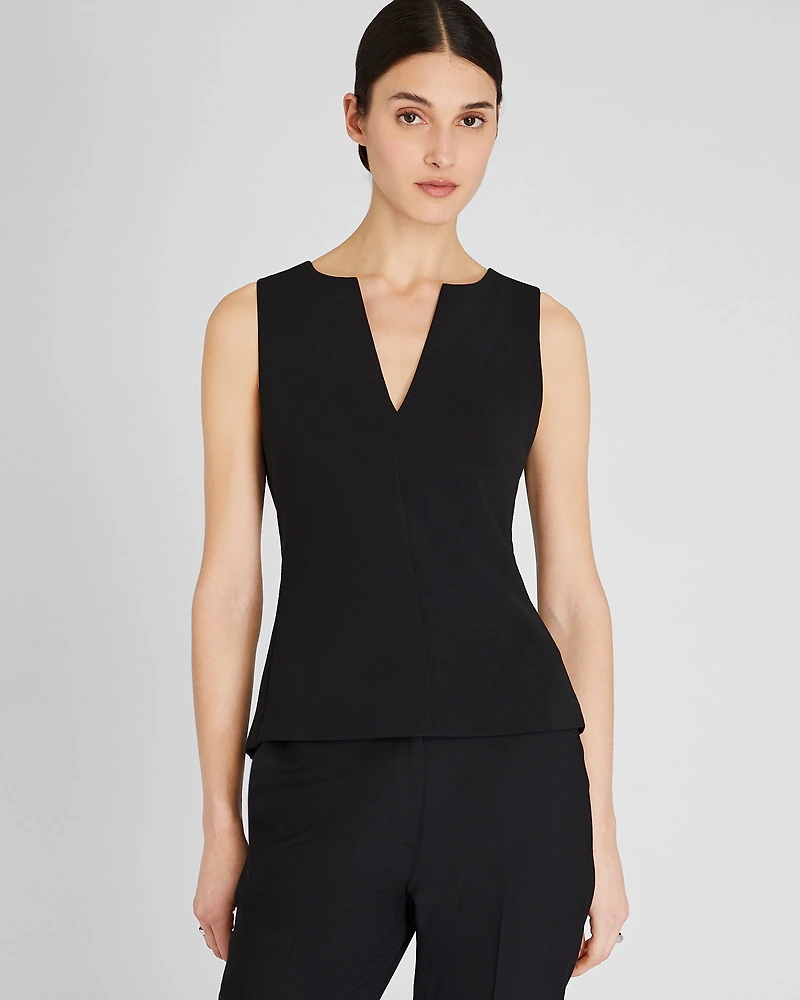 Split Crewneck Crepe Top