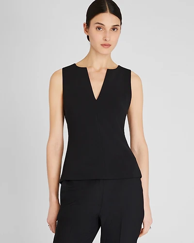 Split Crewneck Crepe Top