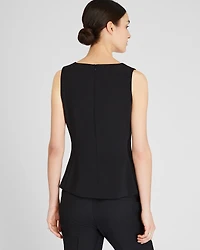 Split Crewneck Crepe Top