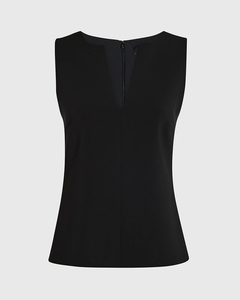 Split Crewneck Crepe Top