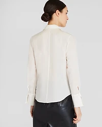 Silk Covered-Button Blouse