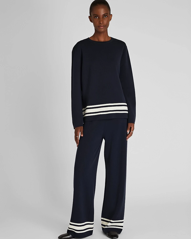 Double Knit Stripe Border Sweater
