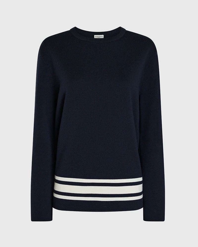 Double Knit Stripe Border Sweater