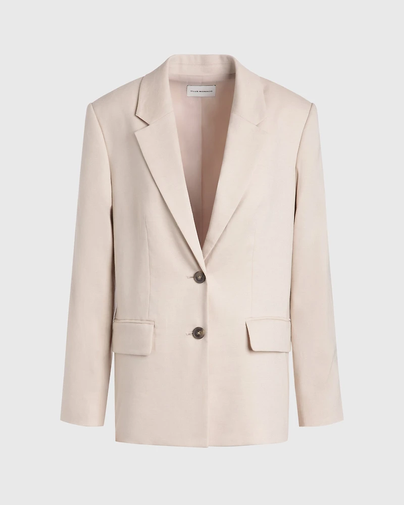 Relaxed Single-Breasted Linen Blazer