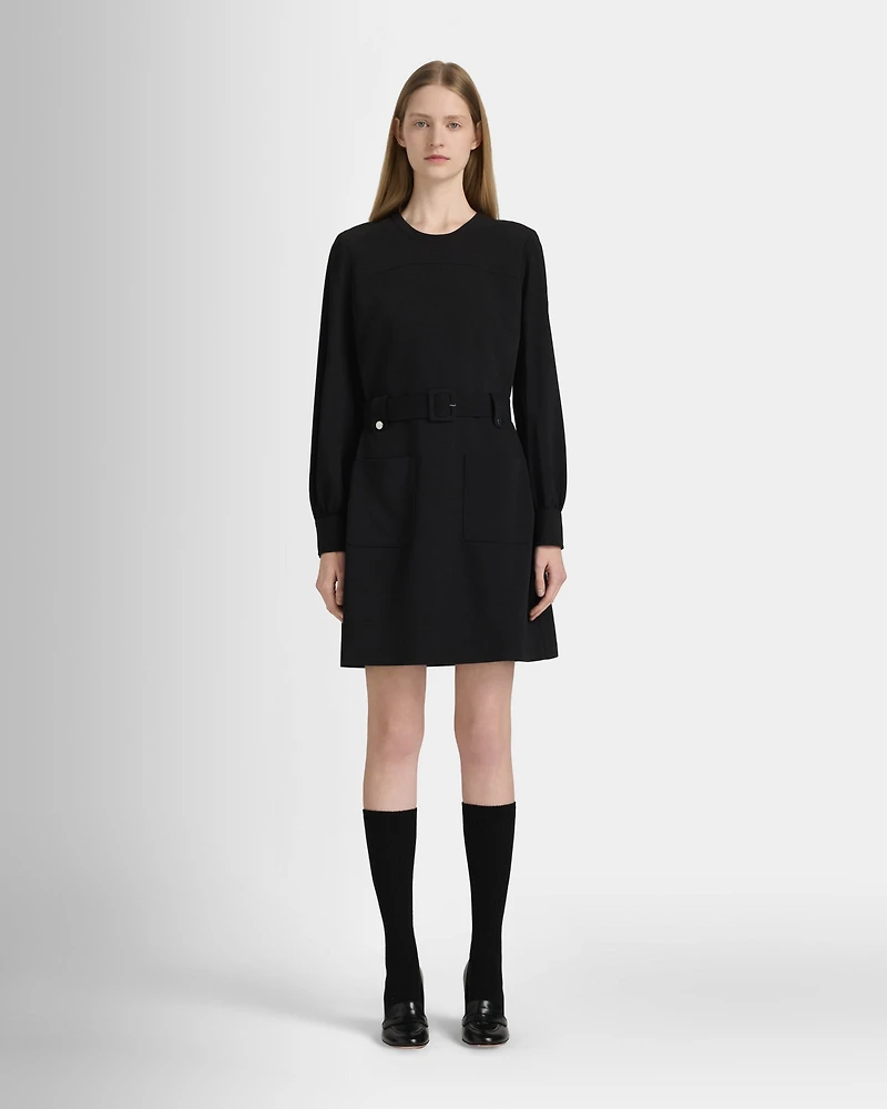 Long Sleeve Belted Pocket Dress