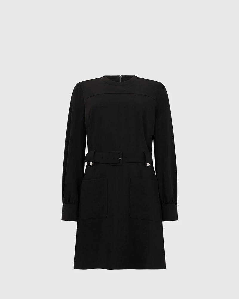 Long Sleeve Belted Pocket Dress