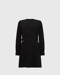 Long Sleeve Belted Pocket Dress