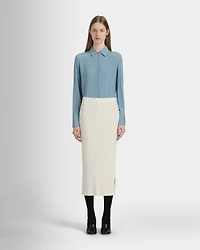 Ribbed Side Slit Sweater Skirt