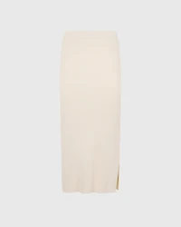 Ribbed Side Slit Sweater Skirt