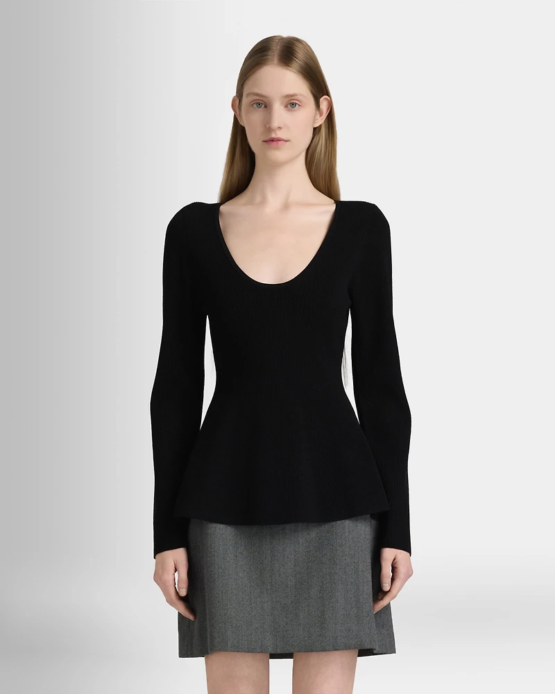 Peplum Scoop Neck Sweater