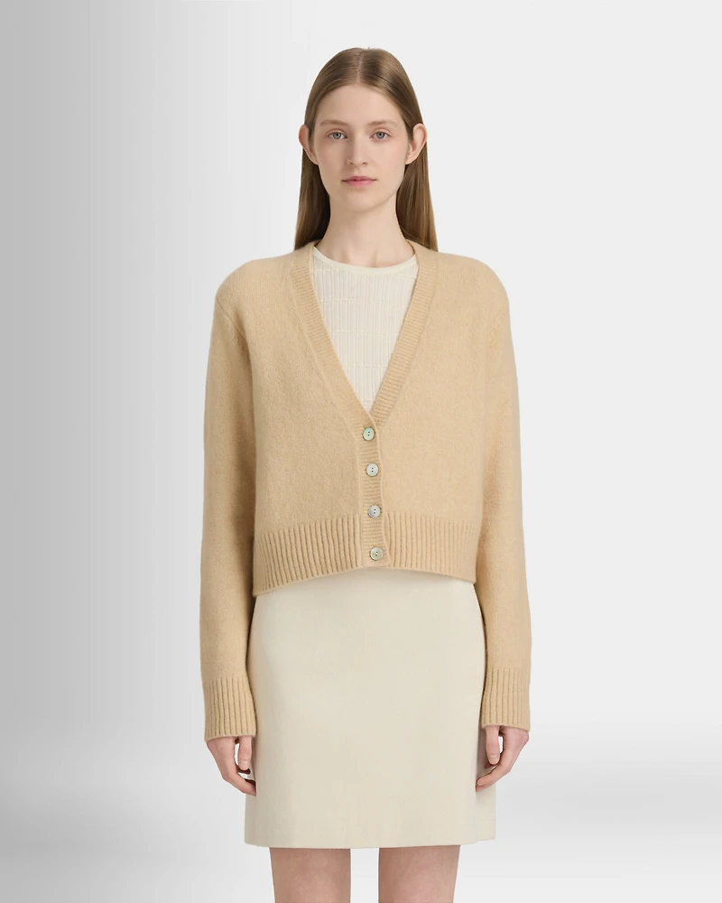 Brushed Boucle Cashmere Cropped Cardigan