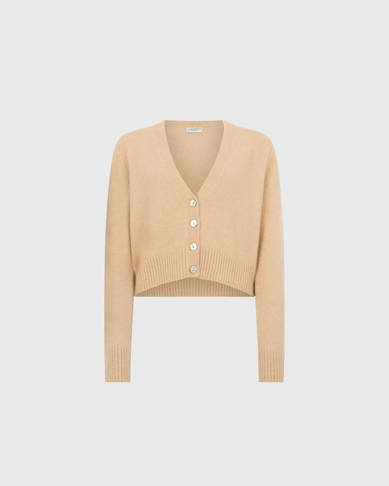 Brushed Boucle Cashmere Cropped Cardigan