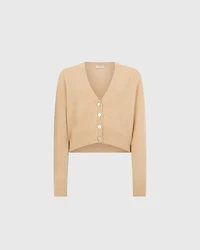 Brushed Boucle Cashmere Cropped Cardigan