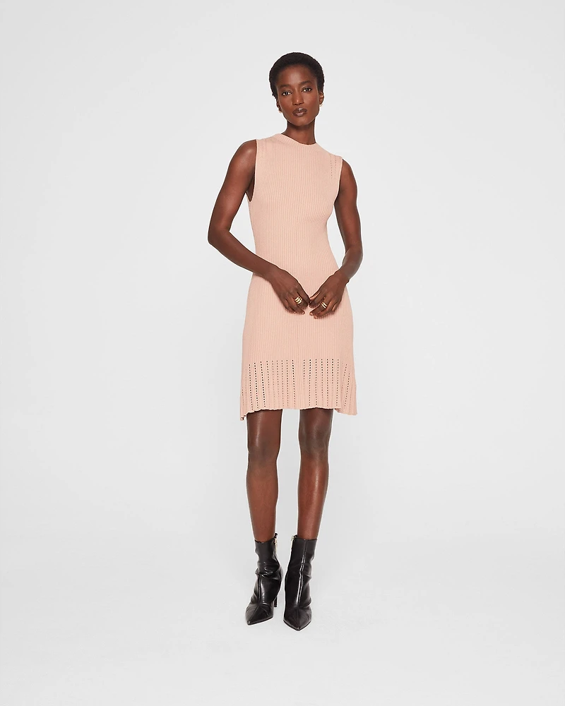 Sleeveless Ribbed Pointelle Dress
