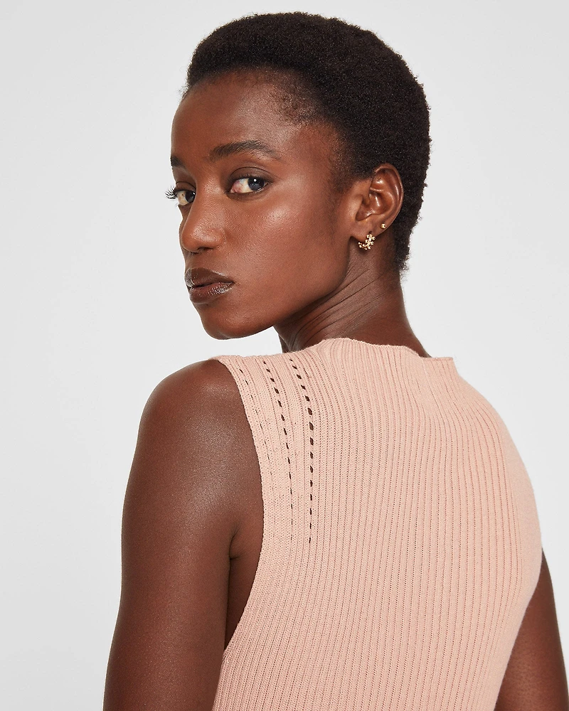 Sleeveless Ribbed Pointelle Dress