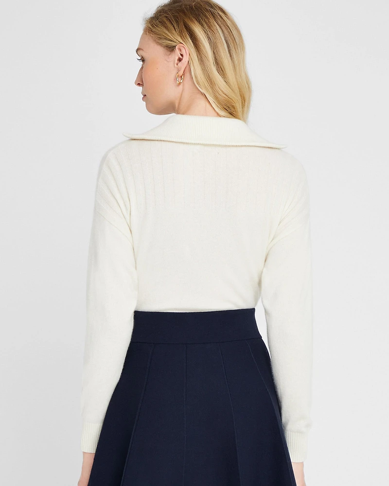 Cashmere Ribbed Quarter-Zip Sweater