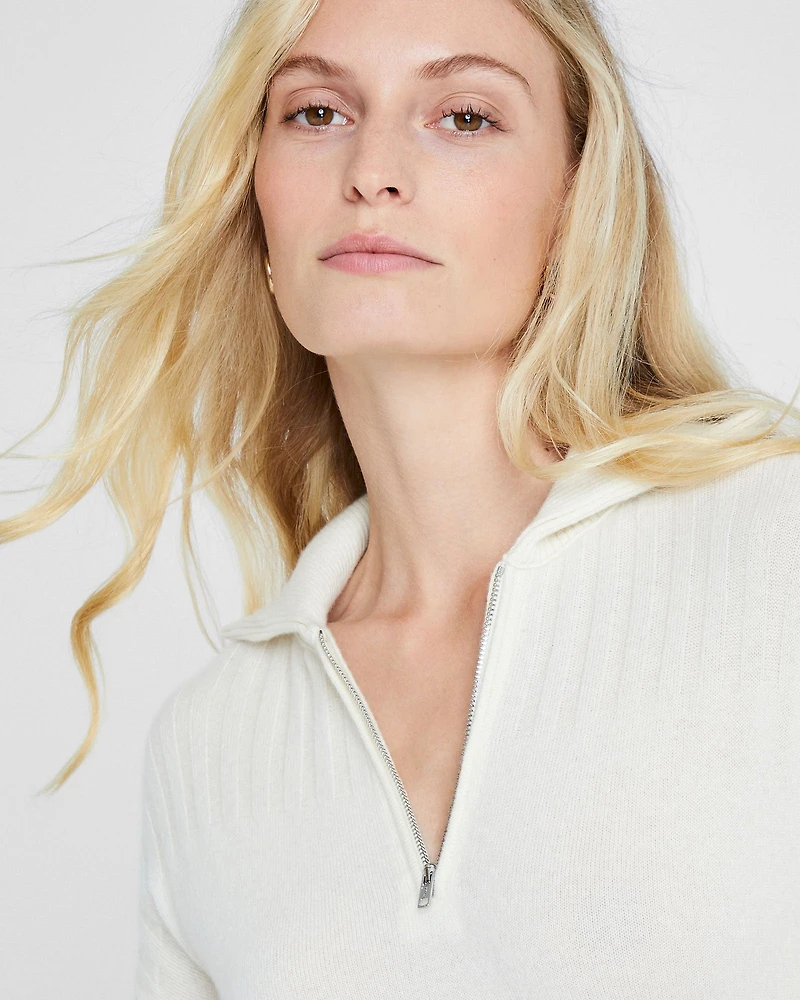 Cashmere Ribbed Quarter-Zip Sweater