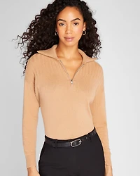 Cashmere Ribbed Quarter-Zip Sweater