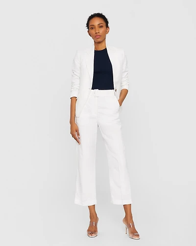 Belted Linen Blend Trouser