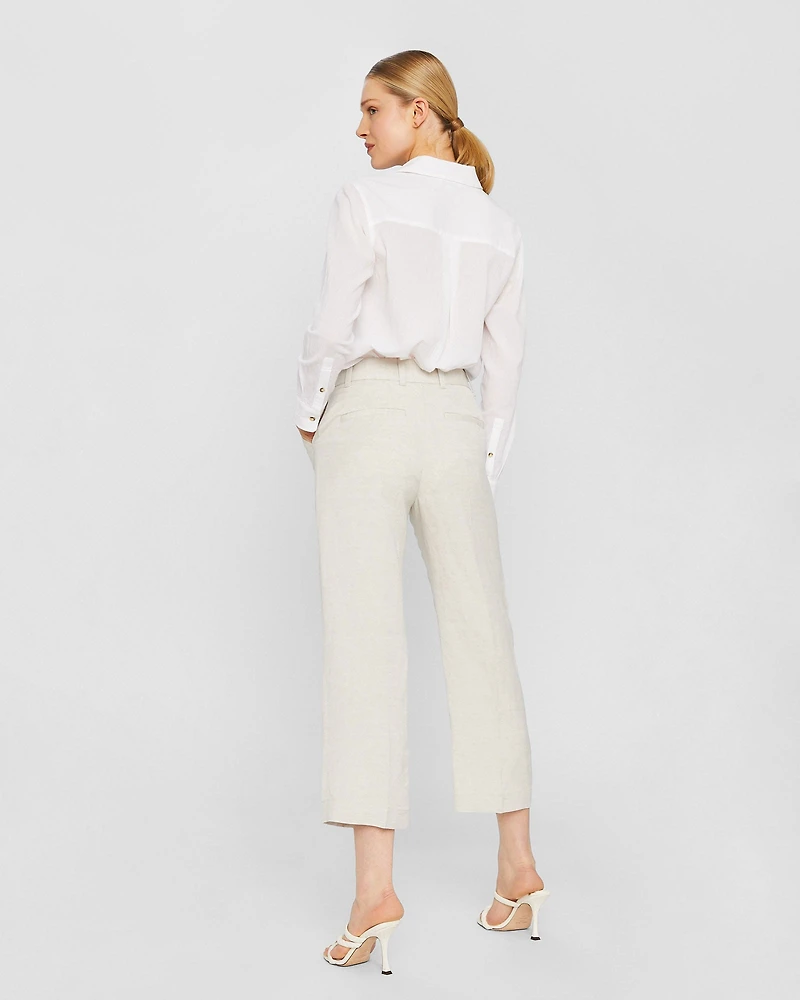 Belted Linen Blend Trouser