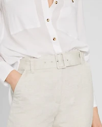 Belted Linen Blend Trouser