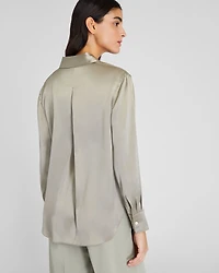 Silk Charmeuse Button-Down Shirt