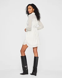 Silk Ruffle Button-Down Dress