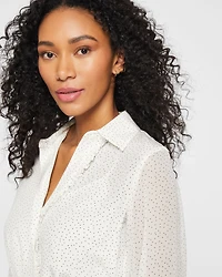 Silk Ruffle Button-Down Dress