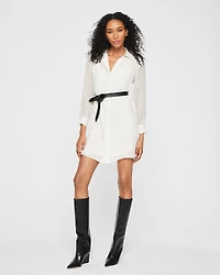Silk Ruffle Button-Down Dress