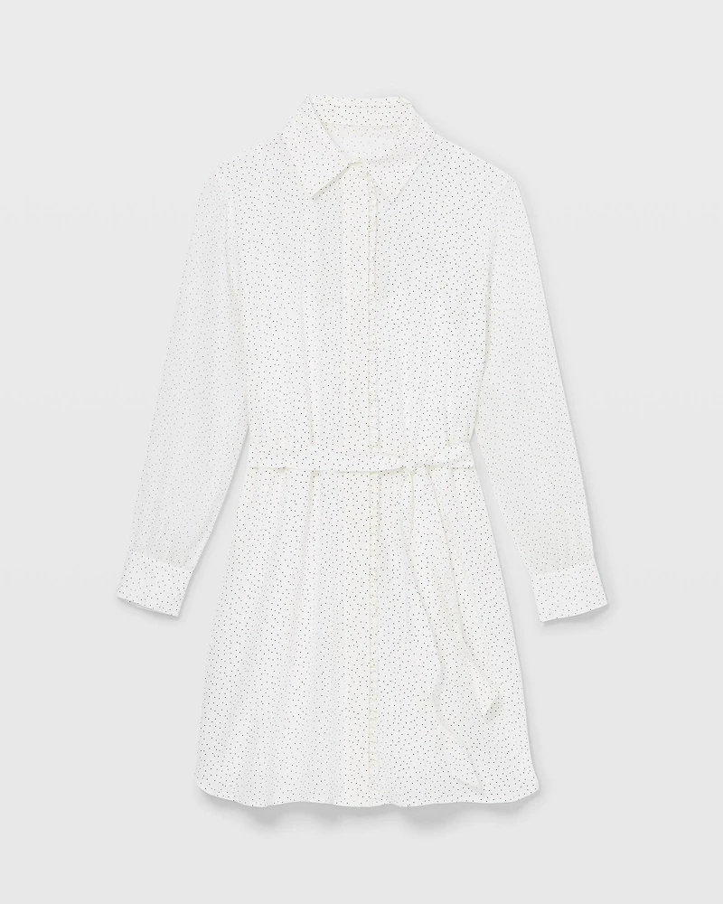 Silk Ruffle Button-Down Dress