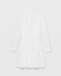 Silk Ruffle Button-Down Dress