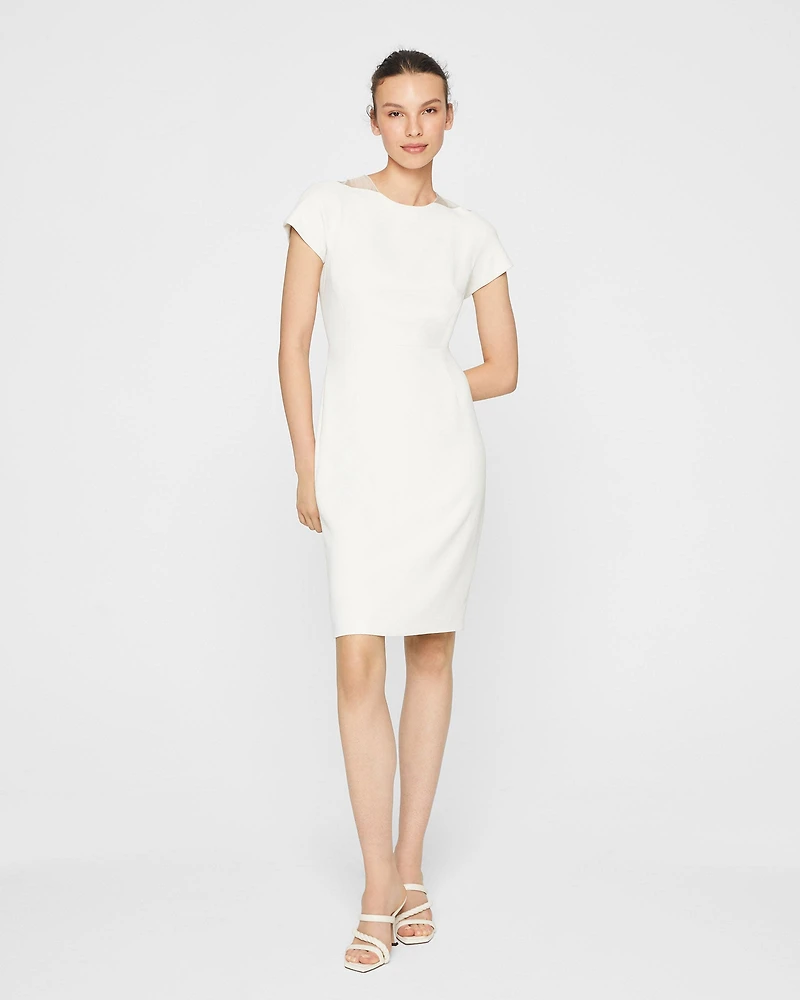 Sheer Detail Sheath Dress