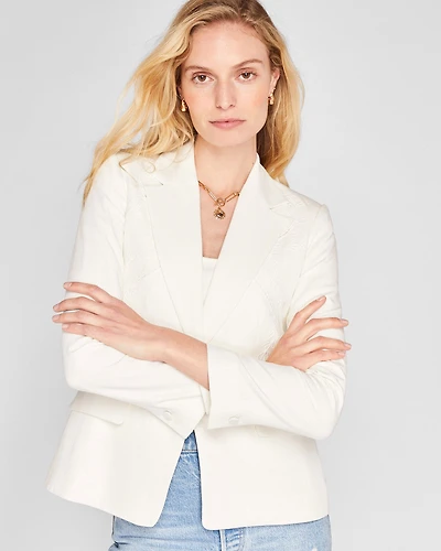 Embroidered Eyelet Blazer