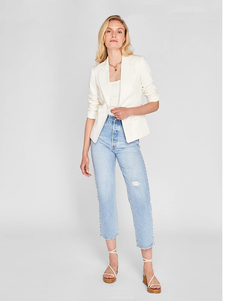 Embroidered Eyelet Blazer