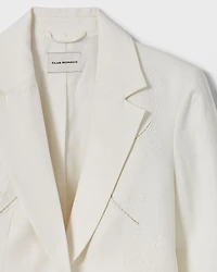 Embroidered Eyelet Blazer