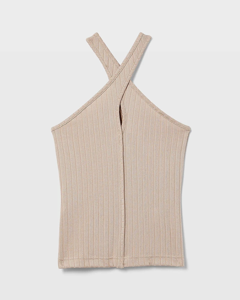 Shiny Wide Rib Halter Top