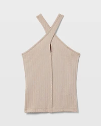 Shiny Wide Rib Halter Top