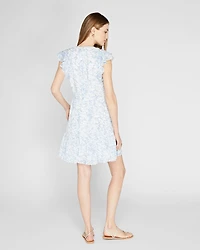 Flutter Sleeve Floral Print Dress