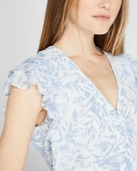 Flutter Sleeve Floral Print Dress