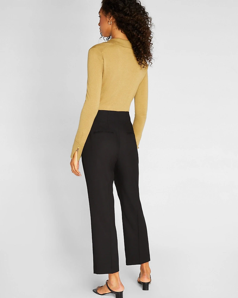 High-Rise Piqué Pintuck Trouser