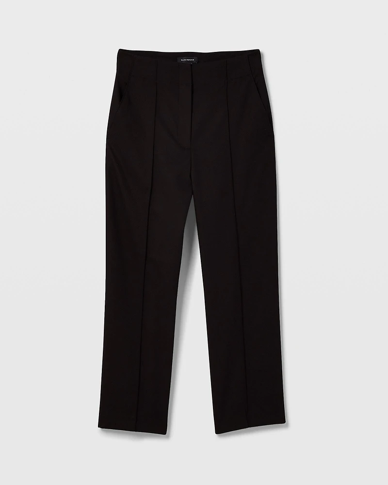 High-Rise Piqué Pintuck Trouser